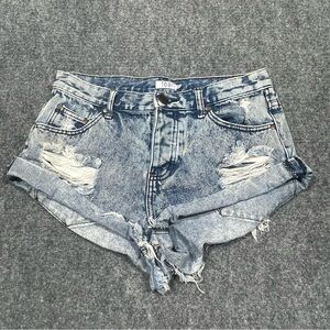 Tobi Light Blue Distressed Jean Shorts